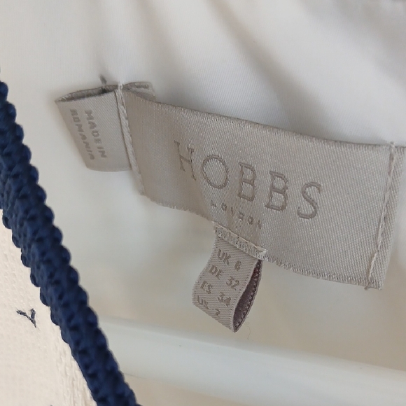 Hobbs London Dress White With Navy Nautical Print Sleeveless Size 2 - Picture 2 of 10